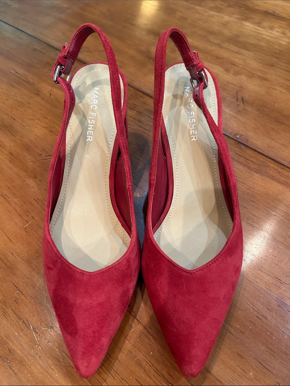 Marc Fisher Red Pointed-Toe Slingback Flats